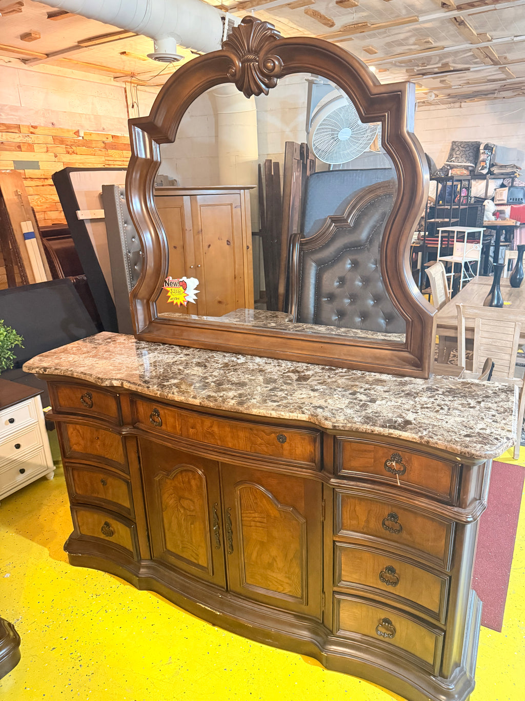 Grand European-Style King Bedroom Set with Marble Tops — 4-Piece Ornate Collection