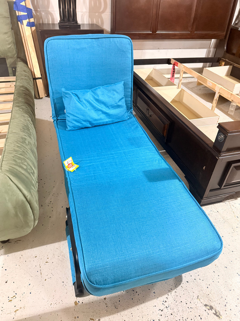 Convertible Fold-Out Chair Bed / Lounger — Vibrant Teal Blue