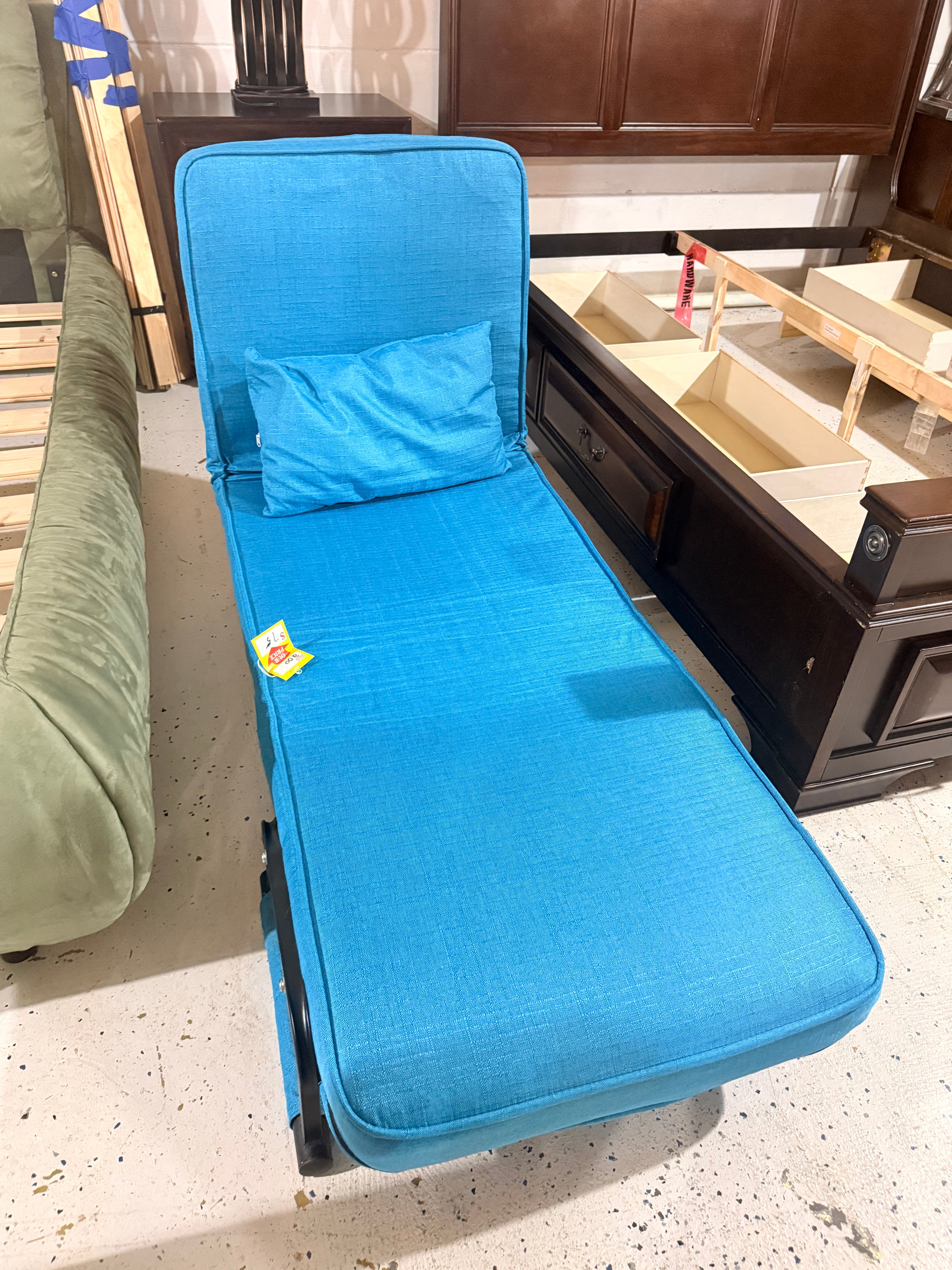 Convertible Fold-Out Chair Bed / Lounger — Vibrant Teal Blue