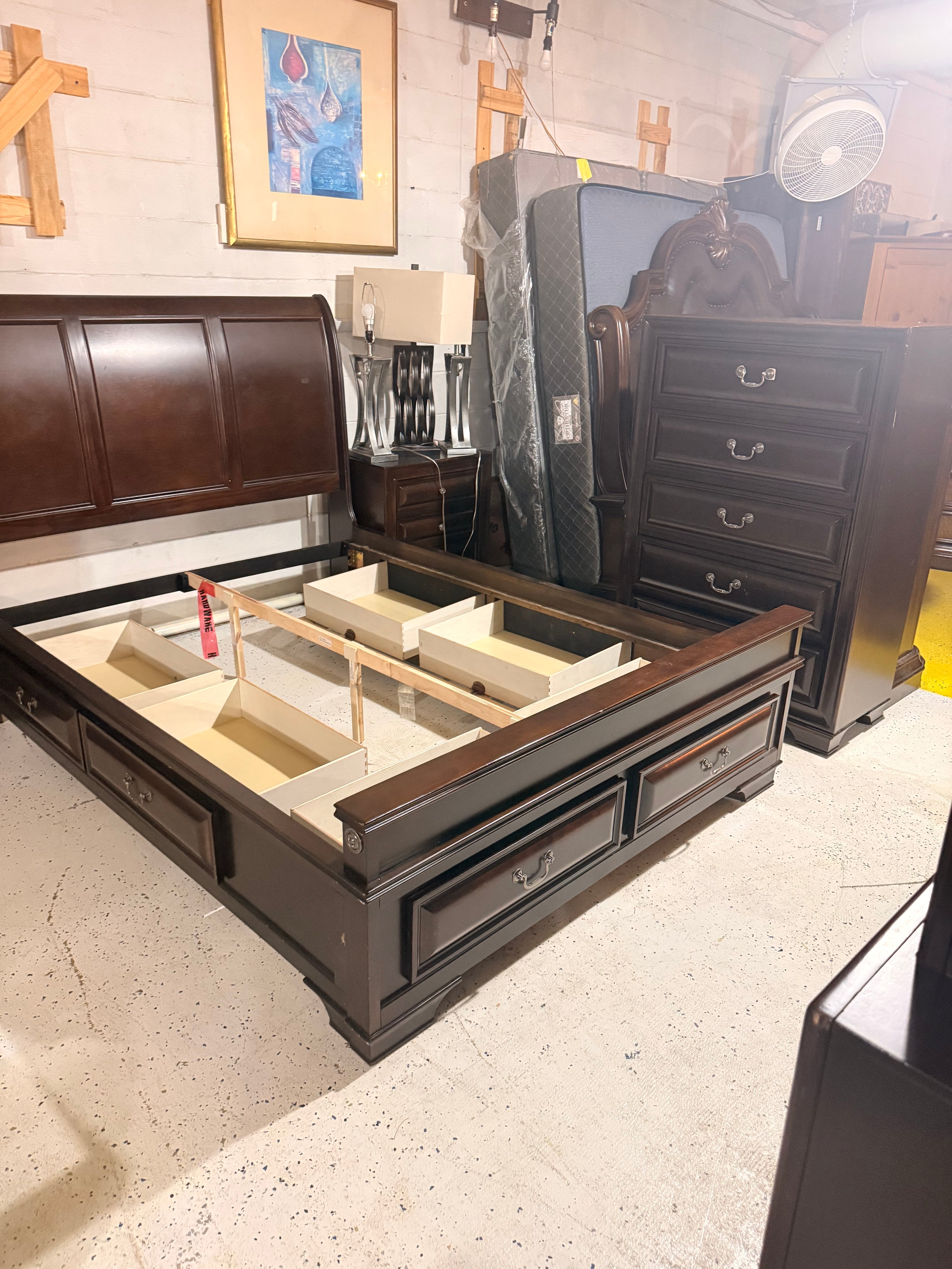 Complete King Bedroom Set in Rich Dark Cherry — 5-Piece Traditional Style