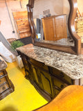 Grand European-Style King Bedroom Set with Marble Tops — 4-Piece Ornate Collection