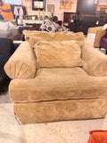 Oversized Plush Chenille Lounge Chair in Warm Sand/Camel