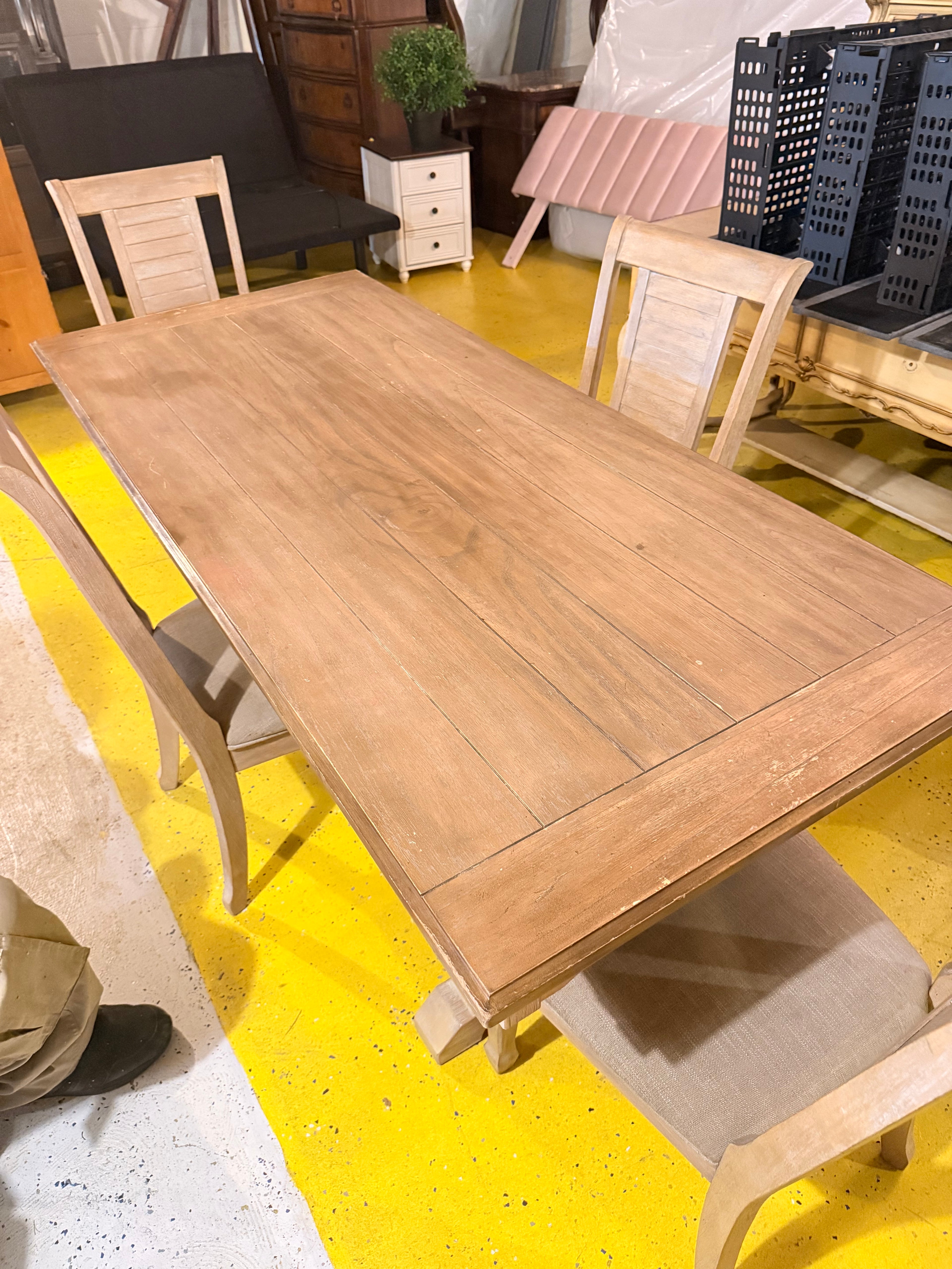 Industrial Modern Dining Table Set with 4 Chairs — Wood