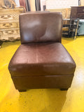 Armless Leather Slipper Chair — Rich Brown