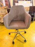 Modern Upholstered Swivel Office/Desk Chair — Gray Linen & Chrome