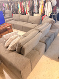 Large Gray Sectional Sofa with Reclining Chaise & Accent Pillows