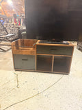 Modern Two-Tone TV Stand / Media Console — Walnut Wood & Matte Gray