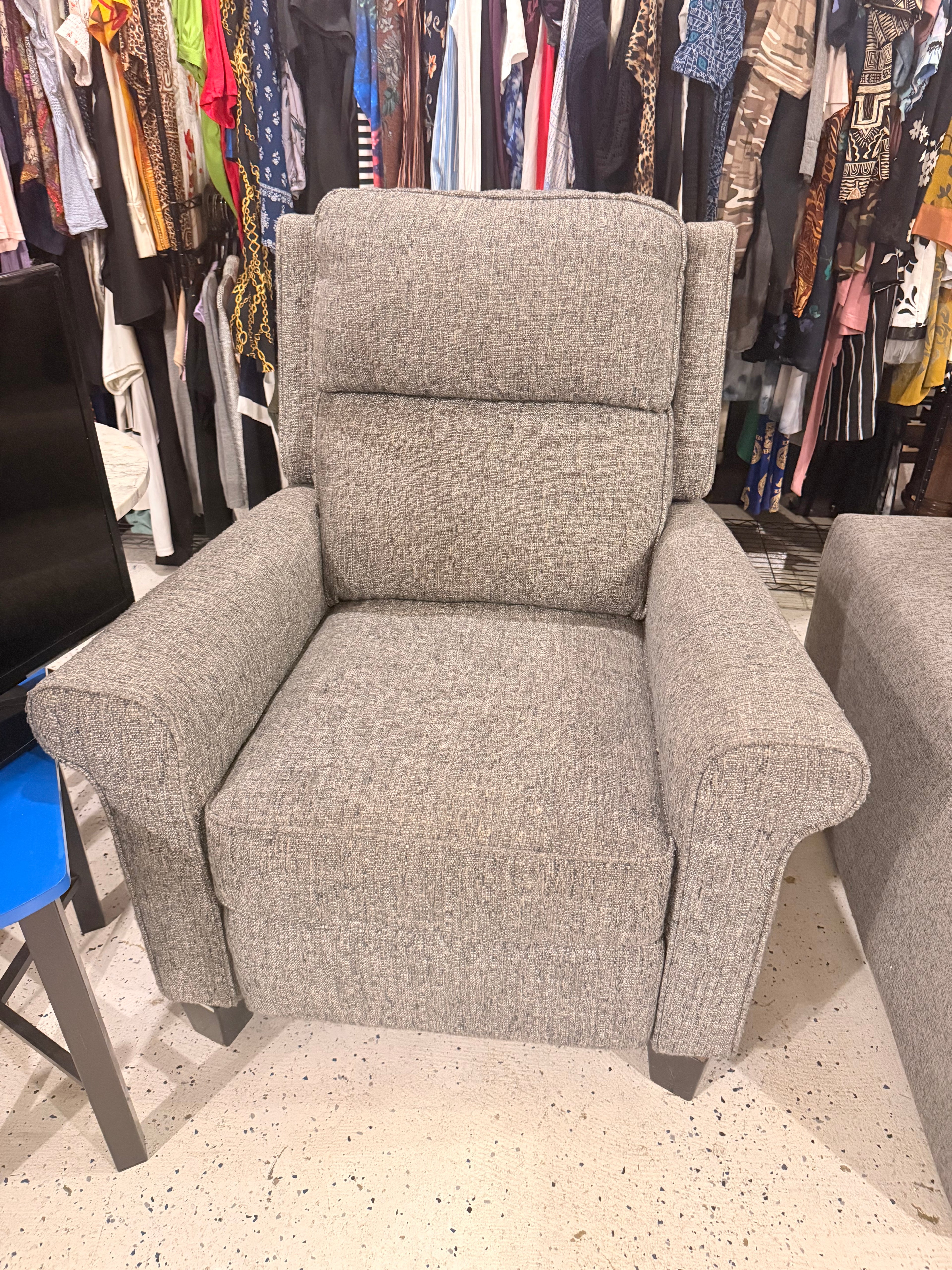 Modern Gray Upholstered Recliner Chair