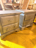 Pair of Silver/Champagne 2-Drawer Nightstands — Matching Set of 2
